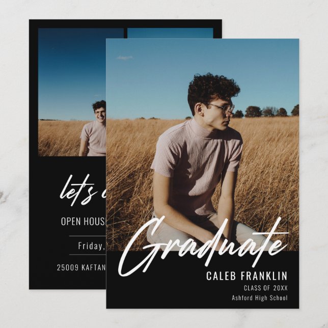 Modern Script Senior Class Photo Graduation (Front/Back)