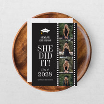 Modern Script Senior Photo Graduation Black Reel