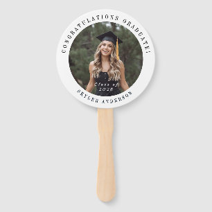 Modern Script Senior Photo Graduation  Hand Fan