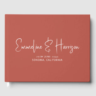 Modern Script Serif Custom Clay Wedding Guest Book