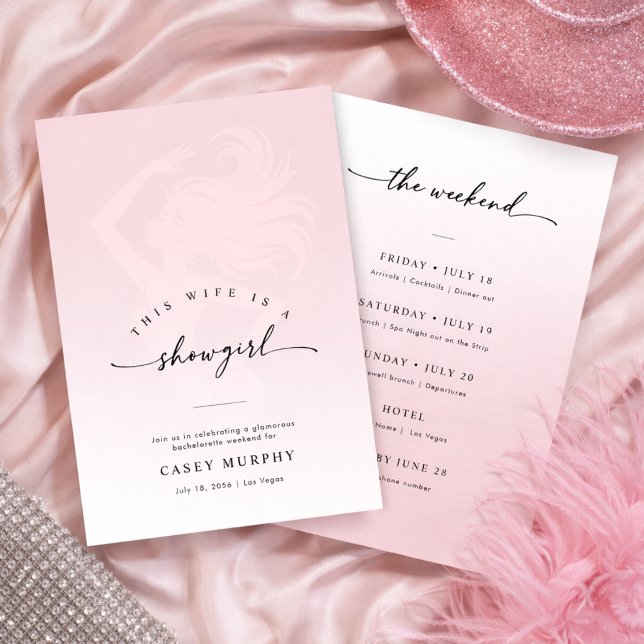Modern Script Showgirl Blush Bachelorette Weekend  Invitation (Creator Uploaded)