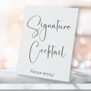 Modern Script Signature Cocktail Pedestal Sign