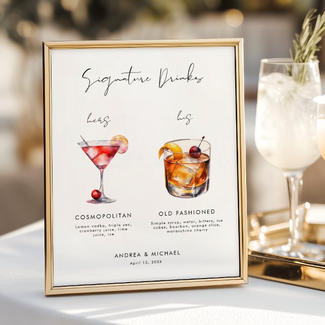 Modern Script Signature Drinks Bar Wedding Sign    (Creator Uploaded)