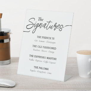 Modern Script Signature Drinks Event Pedestal Sign