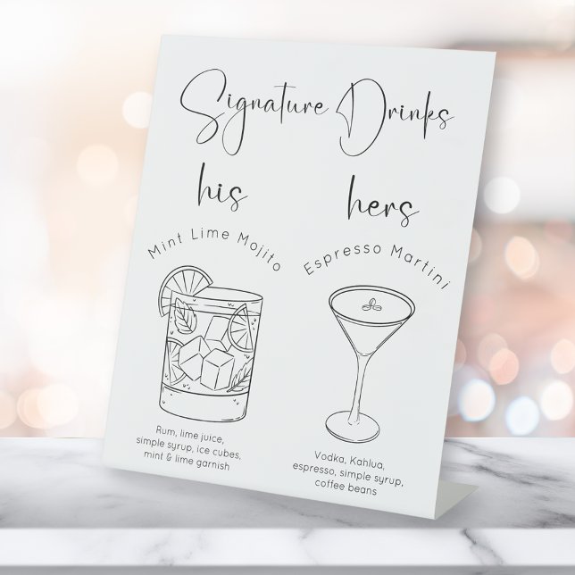 Modern Script Signature Drinks Pedestal Sign (Creator Uploaded)
