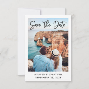 Modern script simple elegant photo save the date
