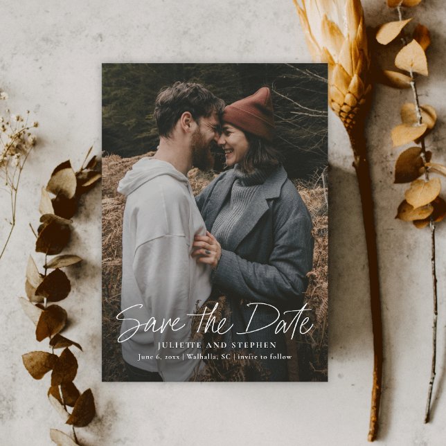 Modern Script Simple Elegant Photo Save The Date (Creator Uploaded)