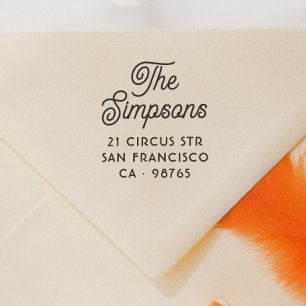 Modern Script Simple Family Name & Return Address Rubber Stamp