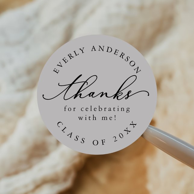 Modern Script Simple Graduation Classic Round Sticker (Creator Uploaded)