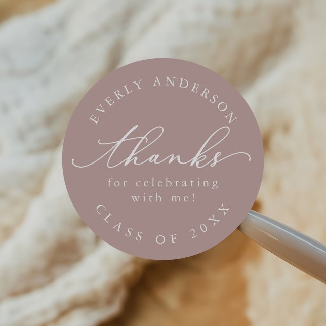 Modern Script Simple Graduation Classic Round Sticker (Creator Uploaded)