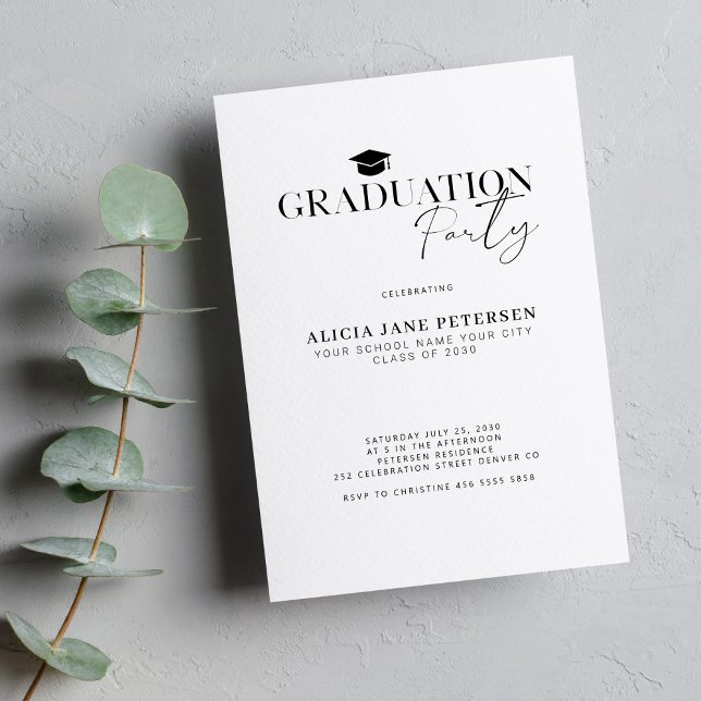 Modern script simple graduation party invitation (Creator Uploaded)