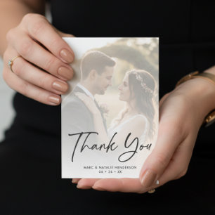 Modern Script Simple Minimal Wedding Thank You Card