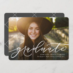 Modern script simple photo graduation announcement