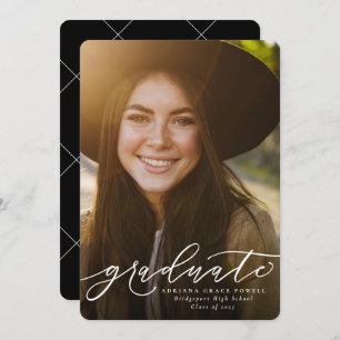 Modern script simple photo graduation announcement
