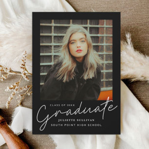Modern Script Simple Photo Graduation Invitations