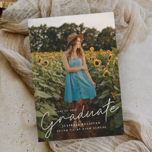 Modern Script Simple Photo Graduation Invitations