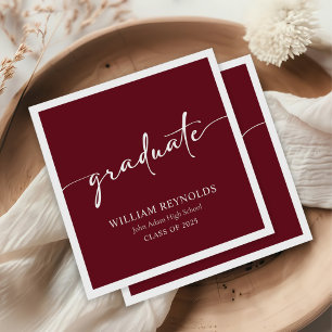 Modern Script Simple Photo Graduation Napkin