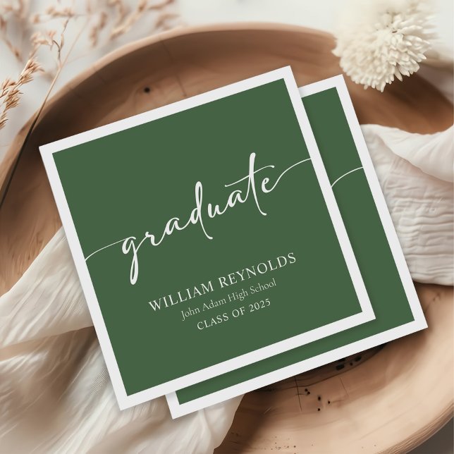 Modern Script Simple Photo Graduation Napkin (Creator Uploaded)