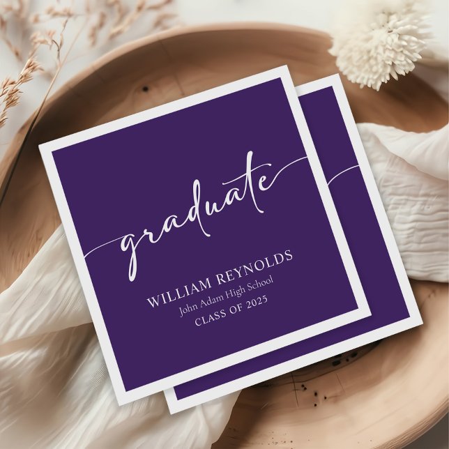 Modern Script Simple Photo Graduation Napkin (Creator Uploaded)