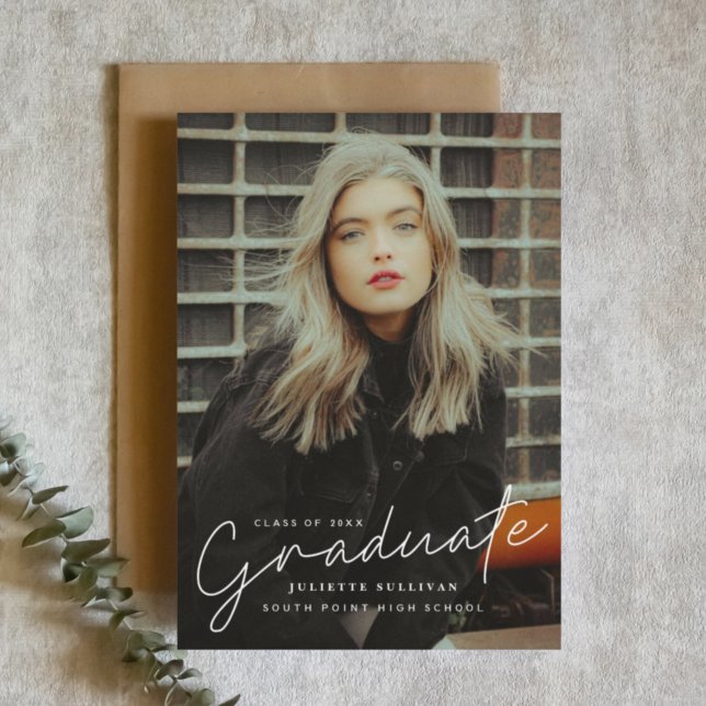 Modern Script Simple Photo Graduation Party Invitation (Creator Uploaded)