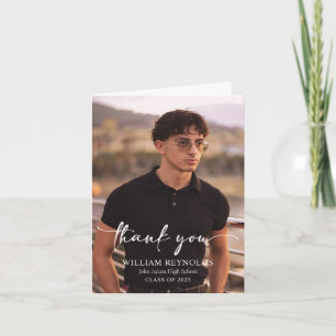 Modern Script Simple Photo Graduation Thank You Card