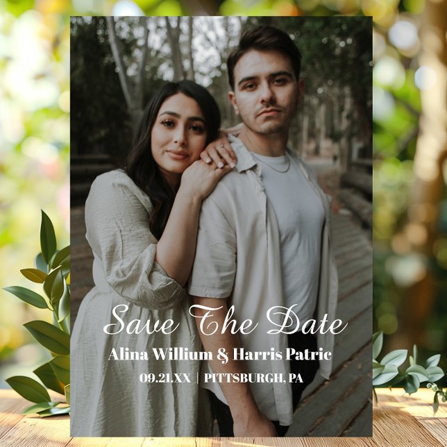 Modern Script Simple Photo Save The Date Magnetic Invitation (Creator Uploaded)