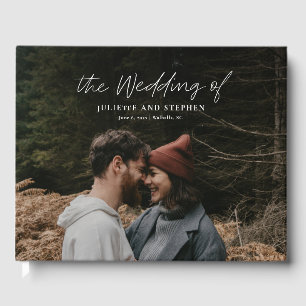 Modern Script Simple Photo Wedding Guest Book