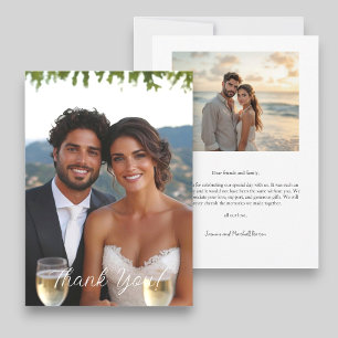 Modern Script Simple Photo Wedding Thank You Card