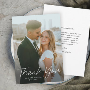 Modern Script Simple Photo Wedding Thank You Invitation