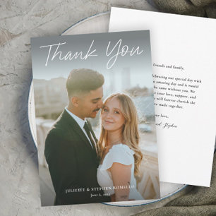 Modern Script Simple Photo Wedding Thank You Invitation