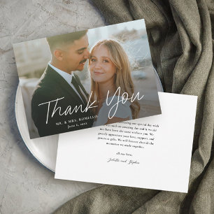 Modern Script Simple Photo Wedding Thank You Invitation