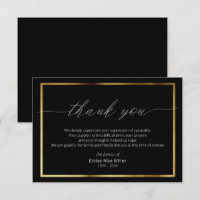 Modern Script Simple Sympathy Gold Thank You Card