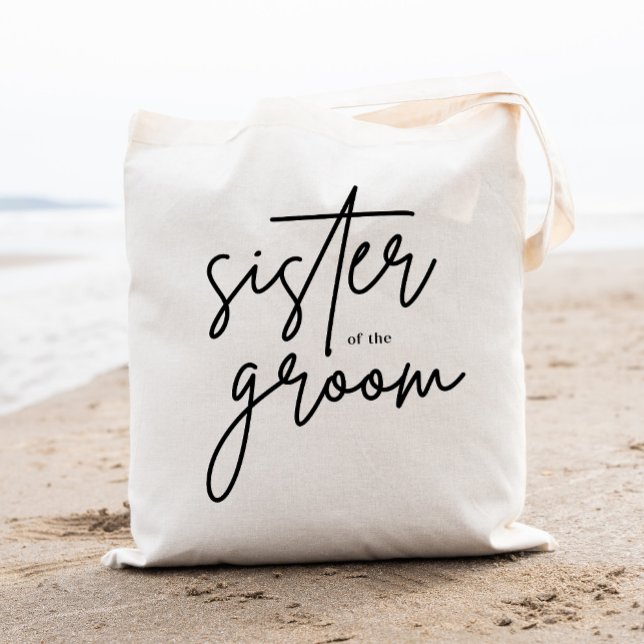 Modern Script Sister of the Groom Tote Bag (Creator Uploaded)