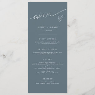 Modern Script Slate Blue Wedding Menu