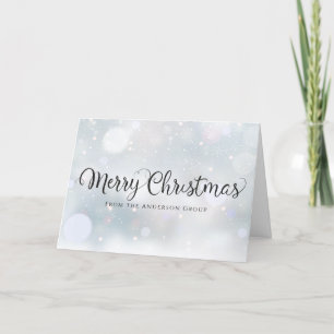 Modern Script Snowflakes Business Employee Holiday Card