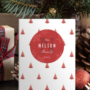 Modern Script Snowflakes Family Name Holiday Favor Classic Round Sticker