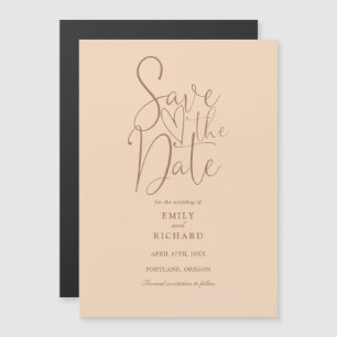 Modern Script Soft Peach Wedding Save The Date Magnetic Invitation