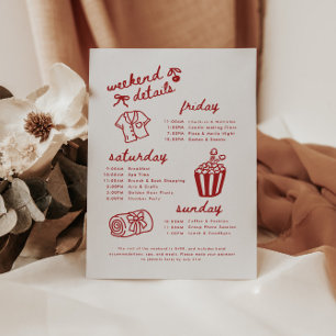 Modern Script Spa Bachelorette Weekend Itinerary Enclosure Card