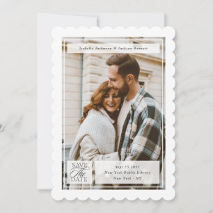 Modern Script Stamp Wedding Two Sided Photo Save The Date