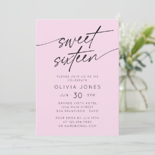 Modern Script Sweet Sixteen Birthday Party Photo Invitation