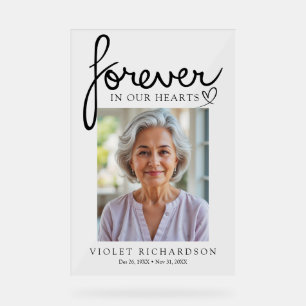 Modern Script Sympathy Photo Memorial Acrylic Sign