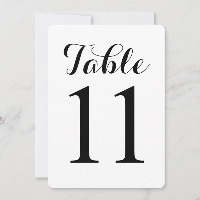 Modern Script Table 11 | Table Numbers Card (Front)