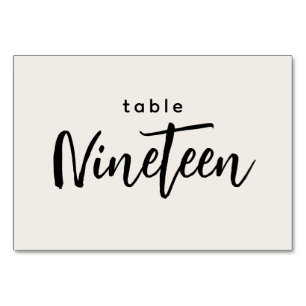 Modern Script Table 19 Nineteen Off-White Wedding Number