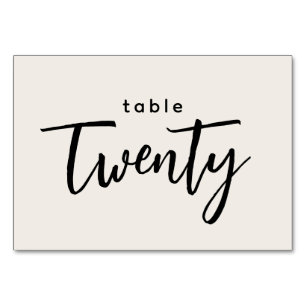 Modern Script Table 20 Twenty Off-White Wedding Number