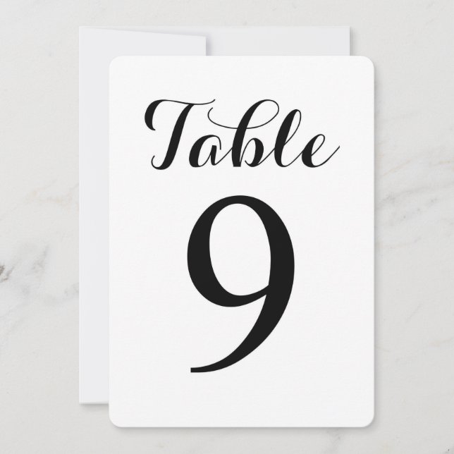 Modern Script Table 9 | Table Numbers Card (Front)
