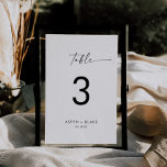 Modern Script Table Number<br><div class="desc">This modern script table number is perfect for a minimalist wedding. The simple black and white design features unique industrial lettering typography with modern boho style. Customisable in any colour. Keep the design minimal and elegant, as is, or personalise it by adding your own graphics and artwork. The card prints...</div>