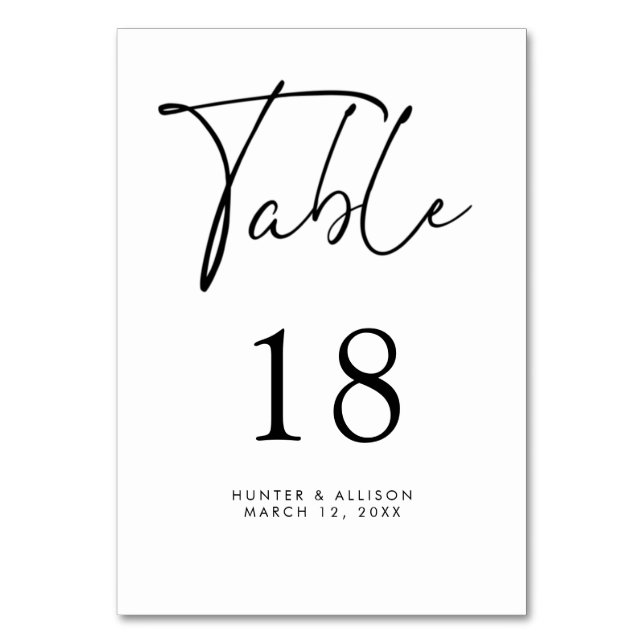 Modern Script Table Number (Front)