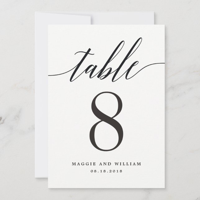 Modern Script Table Number Card (Front)