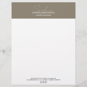 Modern Script Taupe Professional Business Custom Letterhead