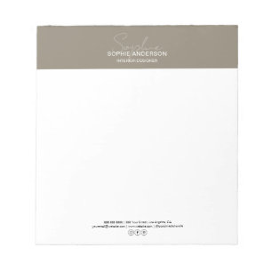 Modern Script Taupe Professional Business Notepad